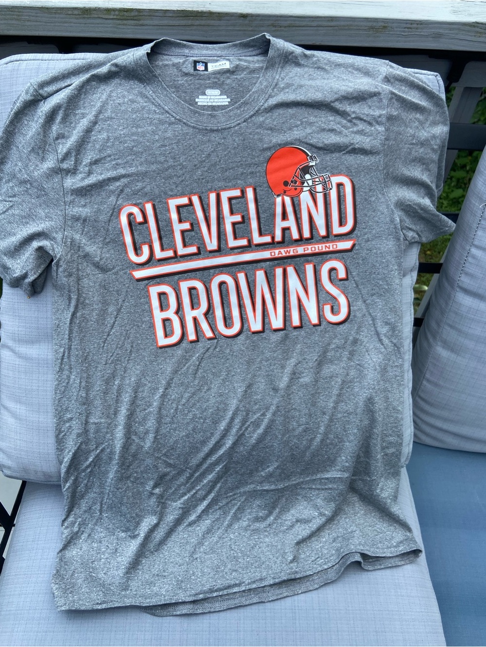 Team Apparel Cleveland Browns Gray Tee with Orange Helmet Logo
